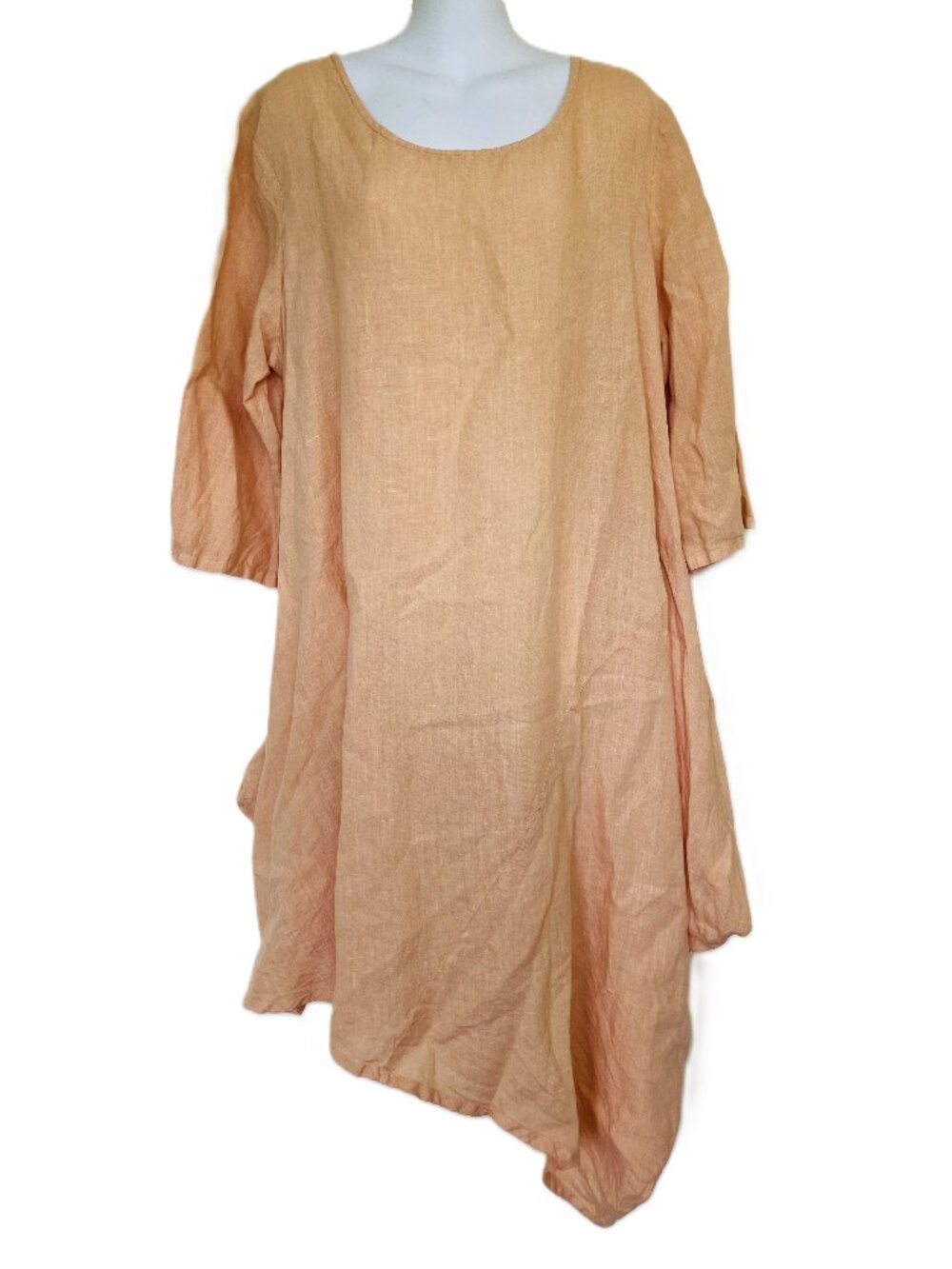 Bryn Walker Naida Tunic Dress 100% Linen Peach Light Orange Women's Lg